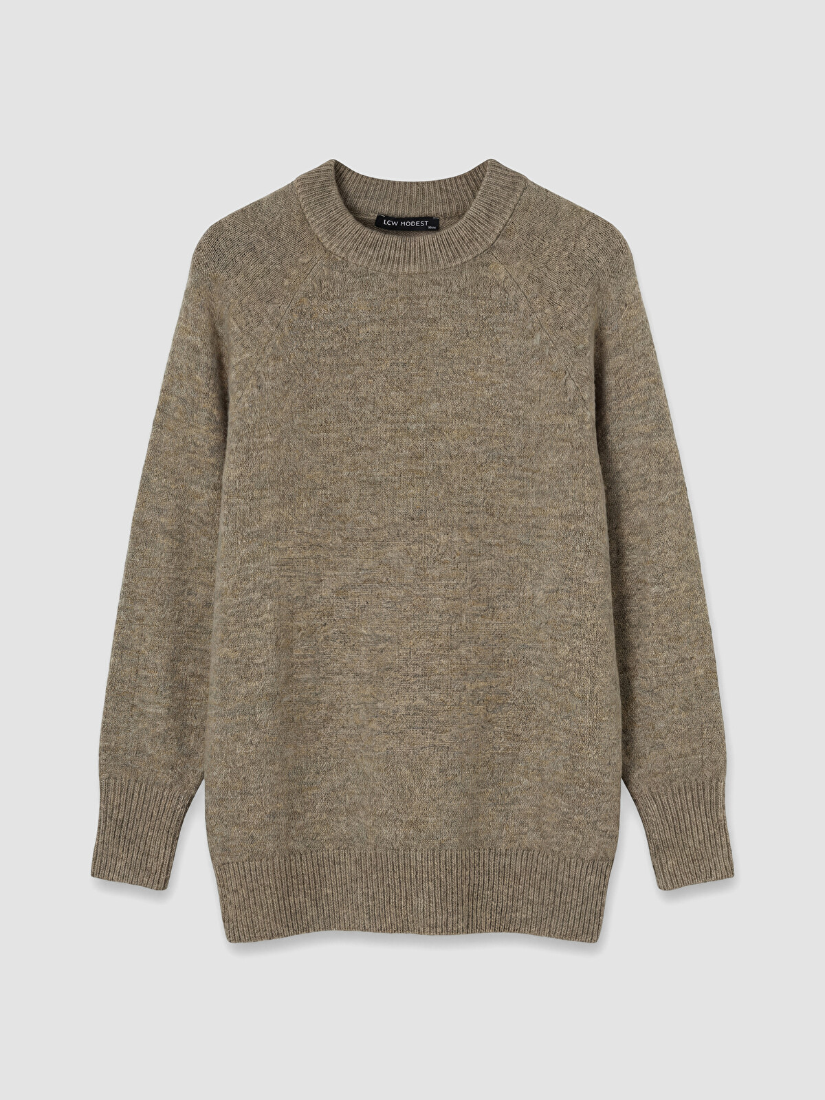 LCW Modest Bisiklet Yaka Oversize Kadın Triko Tunik