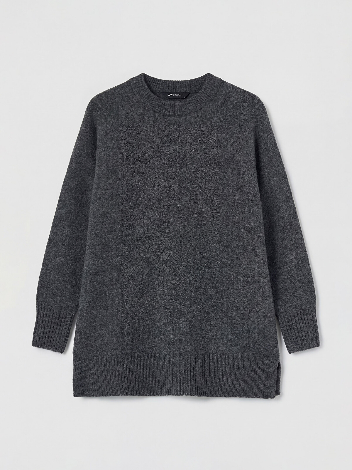 LCW Modest Bisiklet Yaka Oversize Kadın Triko Tunik
