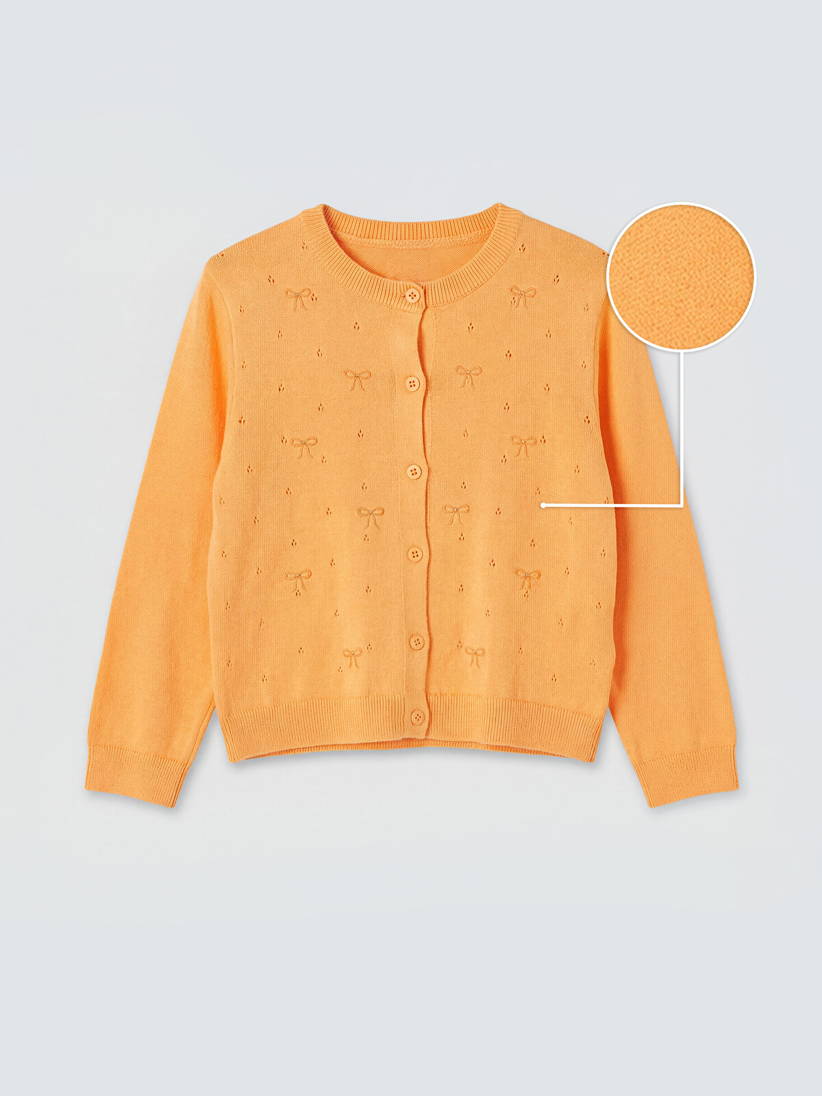 LCW Kids Turuncu Bisiklet Yaka Kız Çocuk Triko Hırka - W6H744Z1