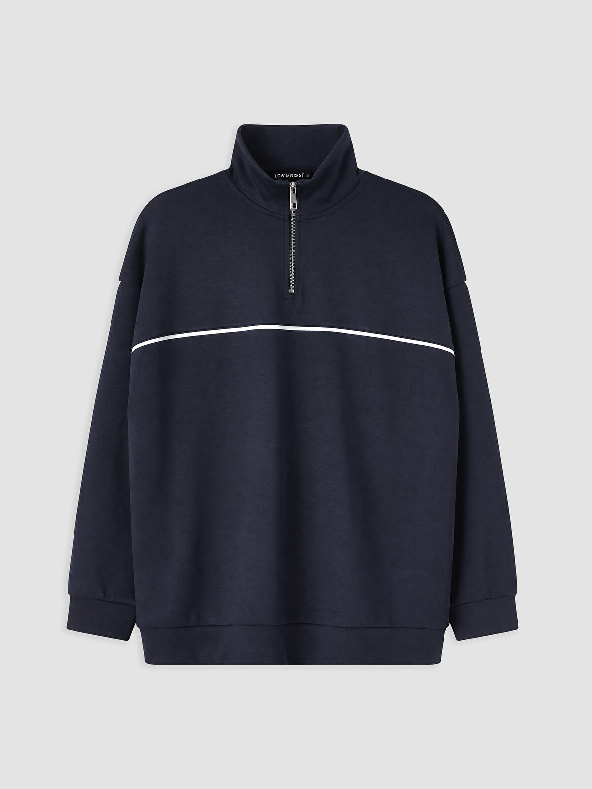 LCW Modest Lacivert Soft Touch Oversize Kadın Sweatshirt Tunik
