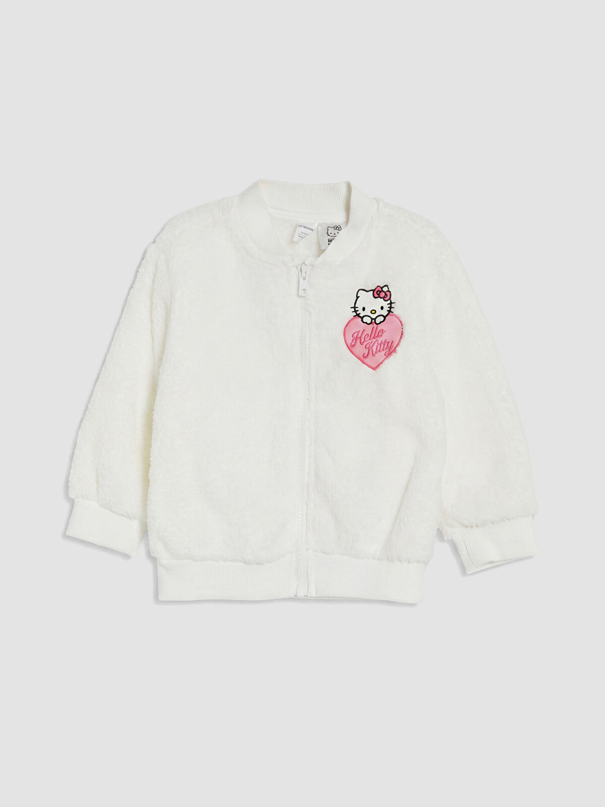 LCW Kids Beyaz Hello Kitty Baskılı Kız Çocuk Fermuarlı Sweatshirt