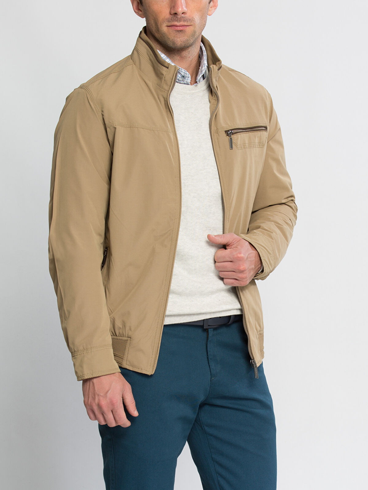 EVO●国産CURL保温起毛5x3mmBACK-ZIP+NECK付きバリア￥41,800‐☆国産カラー無料オーダー LCWAIKIKI Classic Neckband Lightweight Short Coat -6K0362Z8