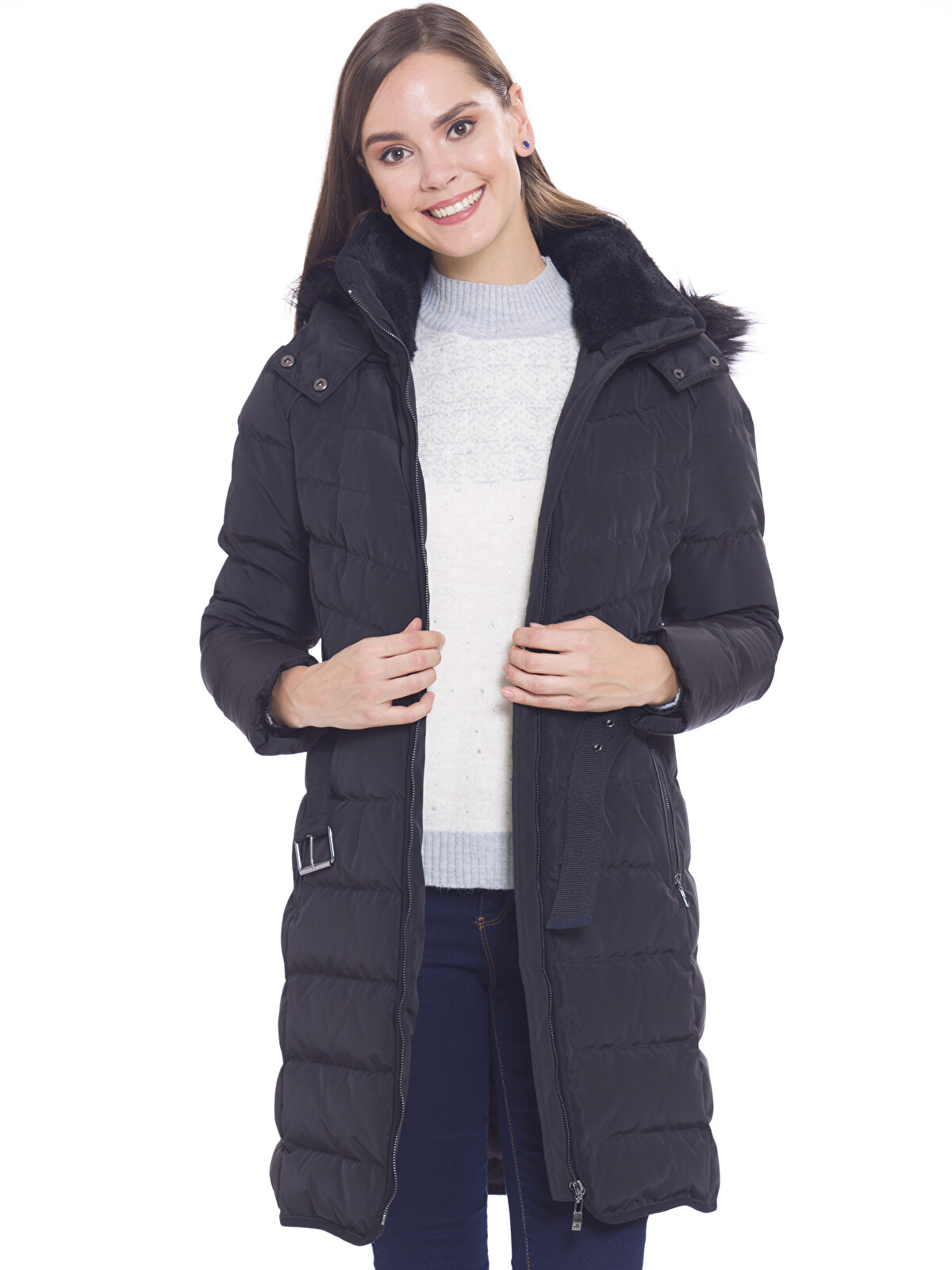 LCW Modest Siyah Şişme Mont - 6K3758Z8-G99 | LCW