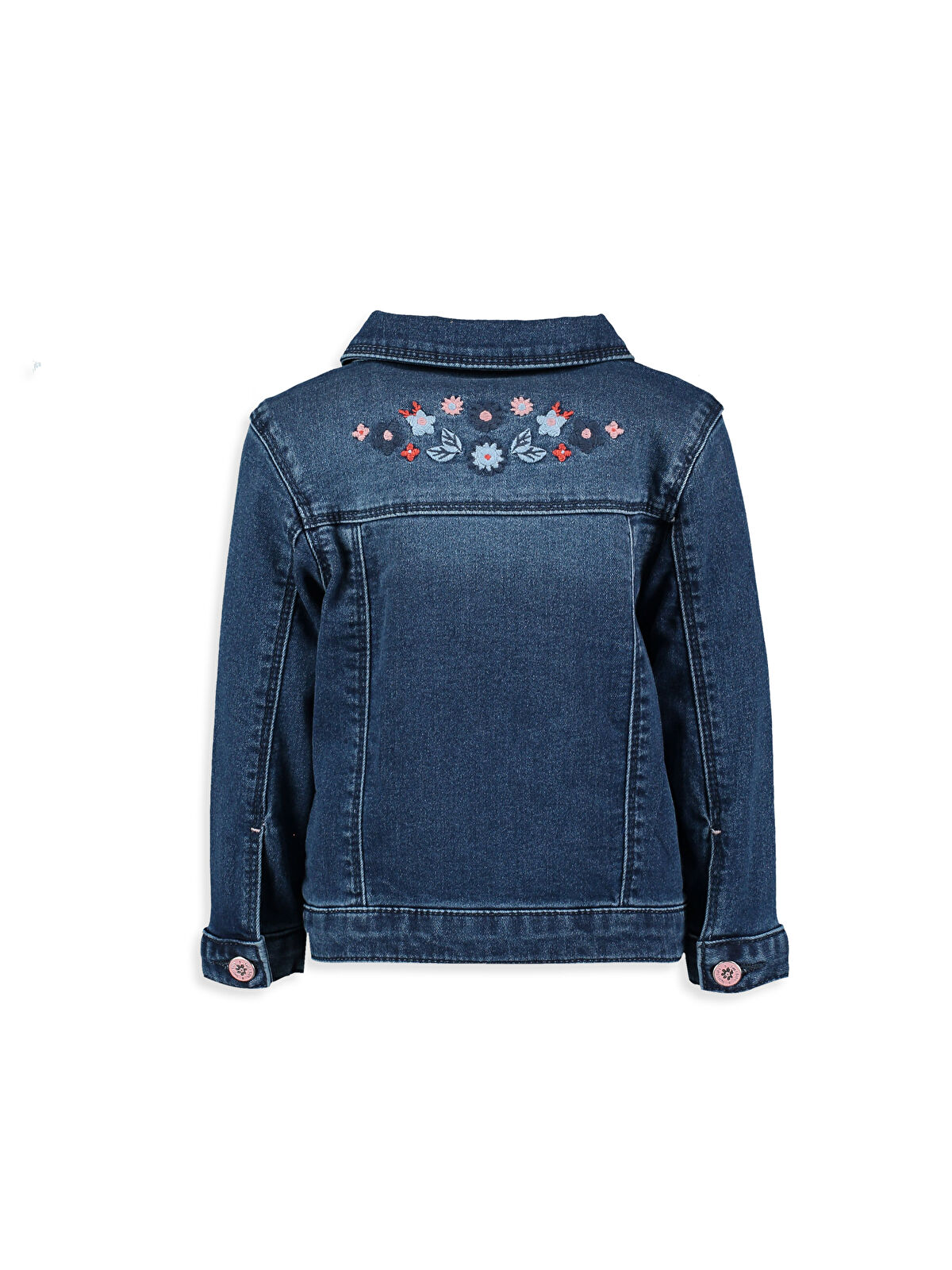 LCW baby Collared Embroidered Baby Girls' Denim Jacket