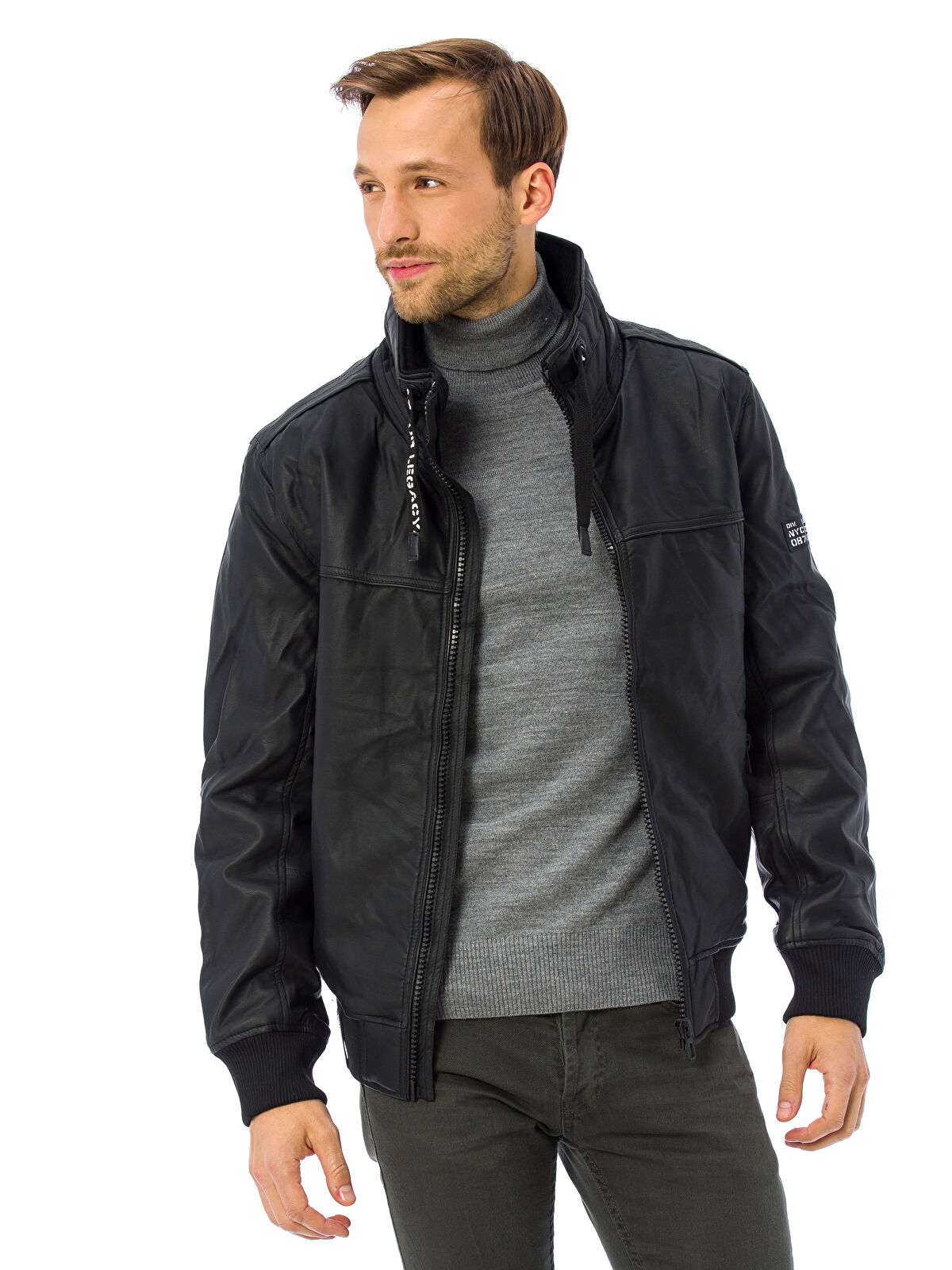 XSIDE Man BLACK Faux Leather Coat -7K0719Z8-J0F - LC Waikiki