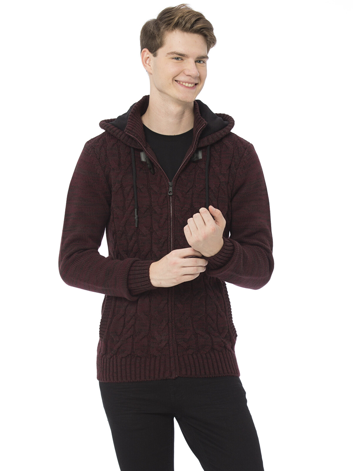 XSIDE Man Bordeaux Cardigan - 7K1084Z8-JD6 | LC Waikiki