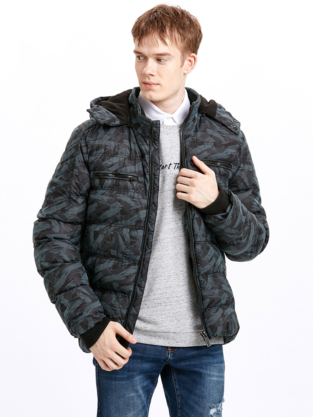 XSIDE Man NAVY Faux Leather Coat -8W3802Z8-CRP - LC Waikiki