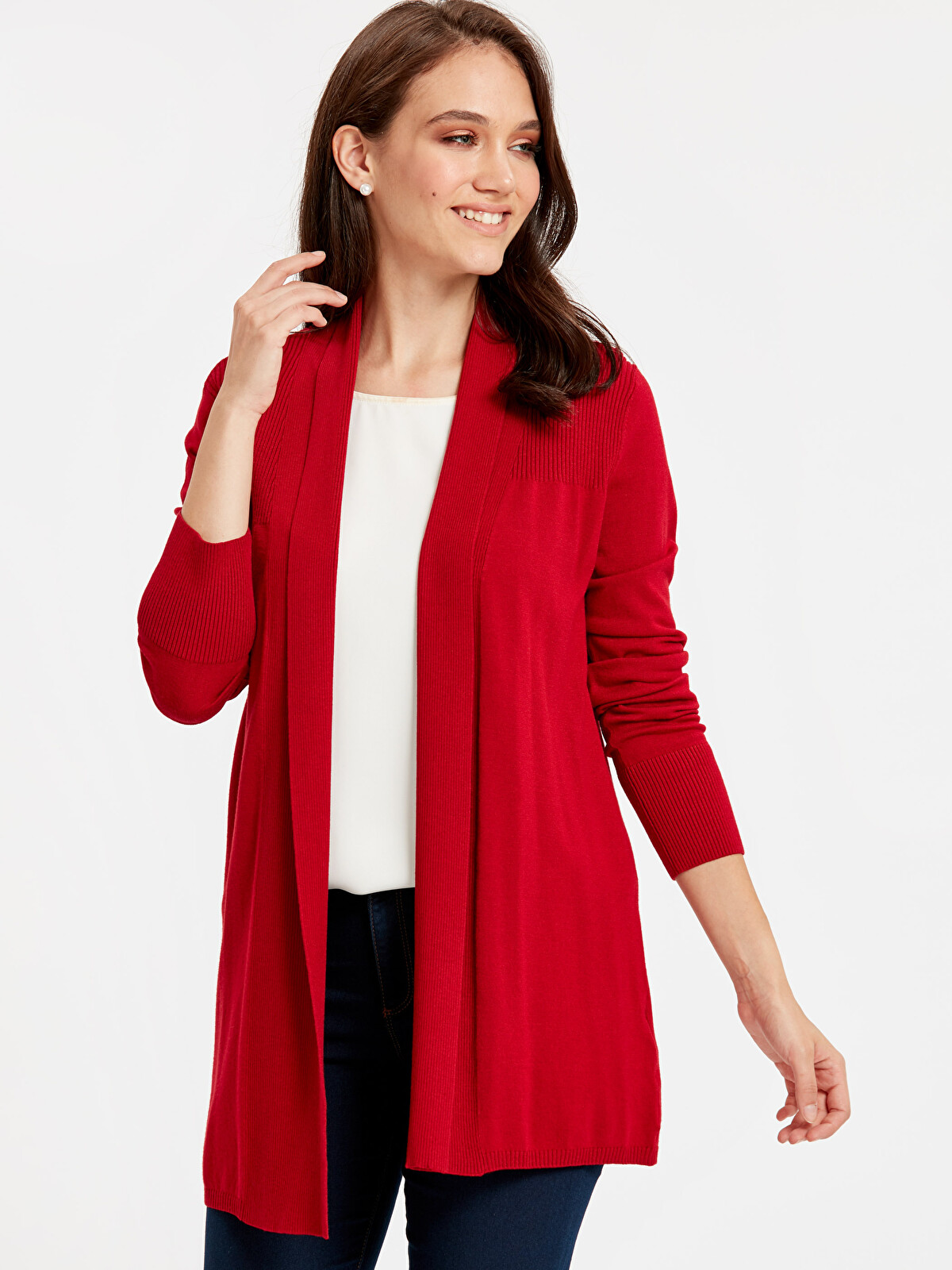 LCWAIKIKI Basic Cardigan Rosu Femeie - 8W1288Z8-KPW | LC Waikiki