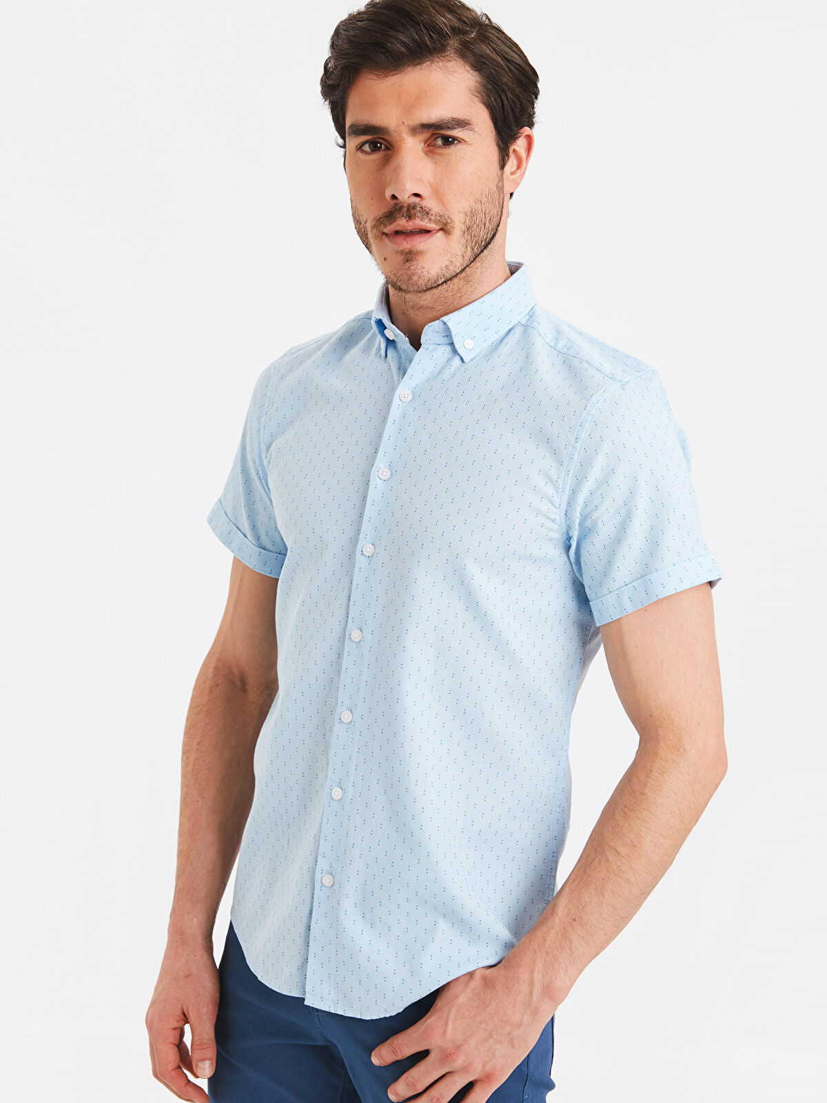 KOOS LILO 新品　38 LCWAIKIKI Classic Regular Fit Short Sleeve Striped Poplin