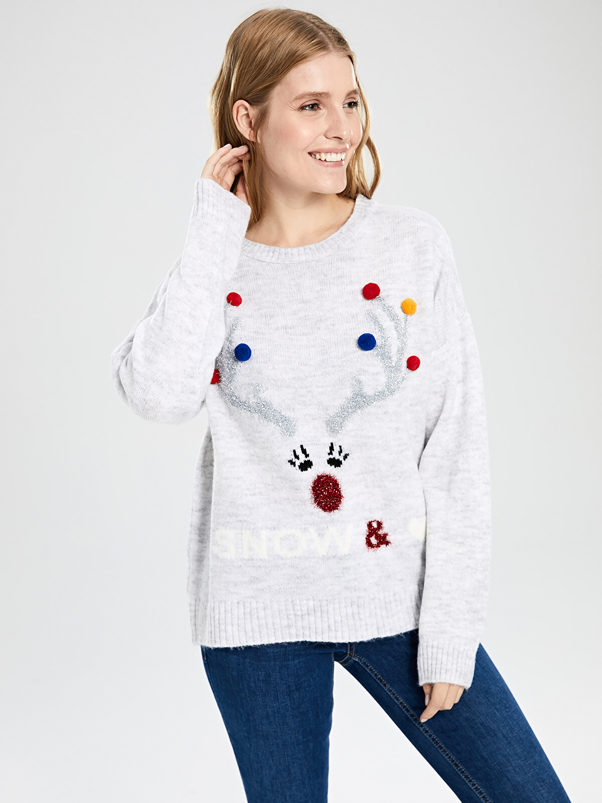 LCW Vision Embroidered Women's Long Sleeve Knitwear Thick Sweater