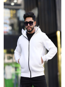 Oksit Beyaz Düz Erkek Fermuarlı Sweatshirt - S000609517-20063 | LCW