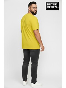 Süperlife Sarı Baskılı Rahat & Relax Kısa Kollu Erkek Tişört