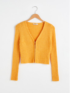 XSIDE V Neck Crop Cardigan - 0WHS67Z8-FJD | LC Waikiki