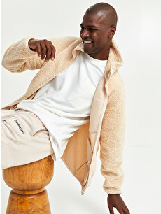 XSIDE Stand Collar Long Sleeve Plush Men's Coat - W1KA84Z8-SAT