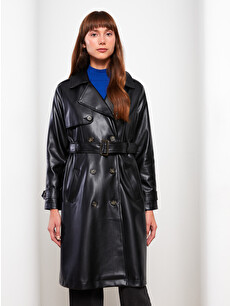 LCW Modest Collared Neck Women's Faux Leather Jacket - S32675Z8