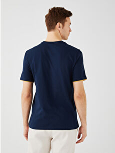 ネイビーブルーのコットンTシャツ SOUTHBLUE Crew Neck Short Sleeve Printed Combed Cotton Men's