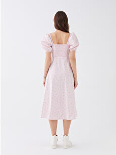 XSIDE Women's Square Collar Floral Short Sleeve Dress