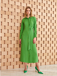 LCW Modest Plain Long Sleeve Women's Shirt Dress - S3FT72Z8-V0L