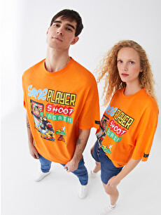 XSIDE Crew Neck Short Sleeve Nostalgic Monkey Printed Combed
