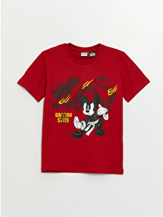 LCW Kids Crew Neck Mickey Mouse Printed Short Sleeve Boys' T-shirt