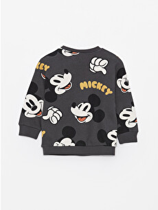LCW Kids Gri Bisiklet Yaka Mickey Mouse Baskılı Erkek Bebek