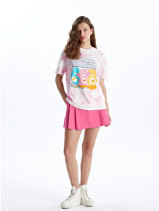 XSIDE Beyaz Bisiklet Yaka Care Bears Baskılı Kısa Kollu Kadın