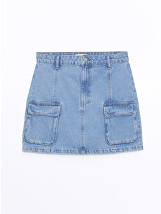 LCW Vision Standard Fit Women's Cargo Denim Skirt - S4HF44Z8-311