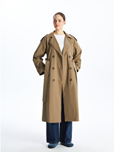 LCW Modest Haki Ceket Yaka Oversize Kadın Trençkot - S4HJ59Z8-Y7X