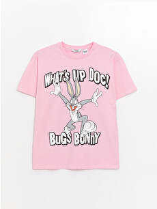 XSIDE Bisiklet Yaka Bugs Bunny Baskılı Kadın Tişört - S4HM39Z8-GA5