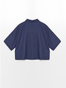 LCW Vision Plain Oversize Crop Linen Blend Women's Shirt