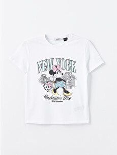 XSIDE Bisiklet Yaka Minnie Mouse Baskılı Kısa Kollu Kadın Tişört