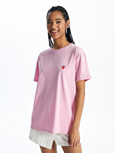 Crew Neck Embroidered Short Sleeve Women's T-Shirt -S4K577Z8