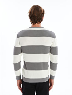 XSIDE Gri Bisiklet Yaka Uzun Kollu Renk Bloklu Erkek Triko Kazak