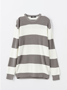 XSIDE Gri Bisiklet Yaka Uzun Kollu Renk Bloklu Erkek Triko Kazak