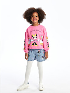LCW Kids Crew Neck Minnie Mouse Printed Girls' Sweatshirt