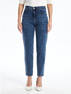 LCW Jeans İndigo Mom Fit Kadın Jean Pantolon - W4FT09Z8-309 | LCW