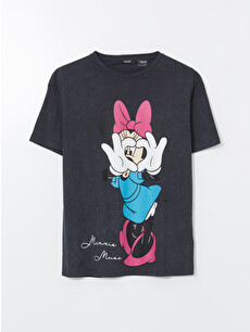 XSIDE Tricou cu Guler Rotund Imprimat Minnie Mouse pentru Femei