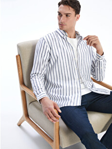 SOUTHBLUE Slim Fit Long Sleeve Striped Poplin Men's Shirt