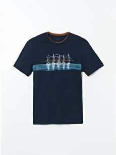 LCWAIKIKI Classic Crew Neck Short Sleeve Printed Combed Cotton