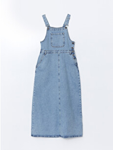 LCW Modest Square Collar Strappy Women's Denim Dungaree Dress