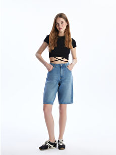 XSIDE Bermuda Fit Women's Denim Shorts -S5JG23Z8-VYD - LC