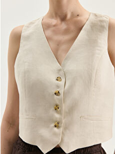 【新品タグ付】UNLIENS v neck gilet ecru 2024 Autumn Knitted Women Cardigan Jacket Short Sleeves