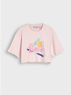 LCWAIKIKI Classic Bisiklet Yaka Barbie Baskılı Kadın Crop