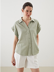LCWAIKIKI Classic Notch Neck Women's Shirt - S5NE34Z8-GGY - LC Waikiki