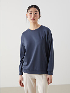XSIDE Antrasit Bisiklet Yaka Kadın Sweatshirt - S5NF41Z8-E93 | LCW