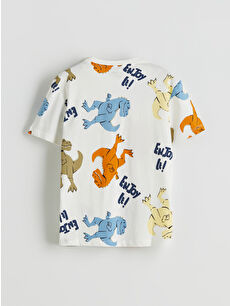 LCW Kids Ekru Dinozor Baskılı Erkek Çocuk Tişört ve Şort 2'li