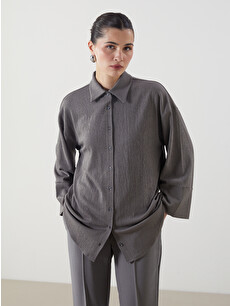 LCW Modest Gri Dokulu Oversize Kadın Gömlek Tunik - S5P289Z8-CTK | LCW