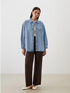 LCW Modest Collared Neck Women's Denim Jacket - W50490Z8-507 | LC