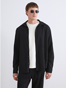 XSIDE Regular Fit Long Sleeve Linen-look Men's Shirt - W50887Z8