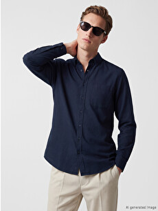 SOUTHBLUE Slim Fit Long Sleeve Gabardine Men's Shirt - W54607Z8